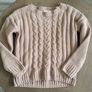 Cable Knit Sweater in Blush Pink